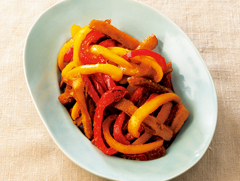 パプリカとさつま揚げの甘辛炒め