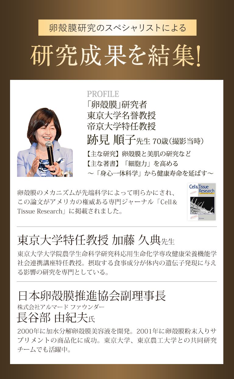 卵殻膜研究のスペシャリストによる研究結果を結集!