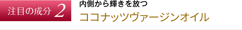 注目の成分２　内側から輝きを放つ　ココナッツヴァージンオイル