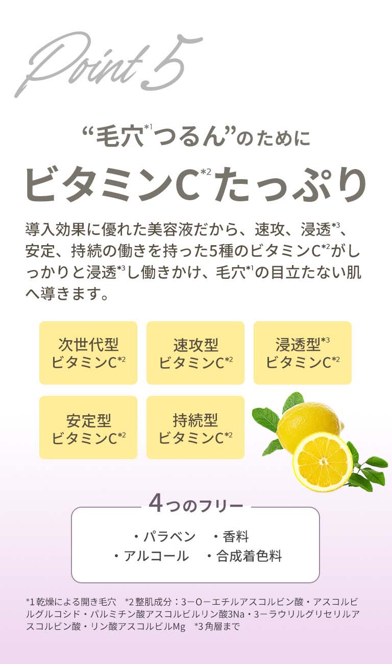 “毛穴つるん”のためにビタミンCたっぷり