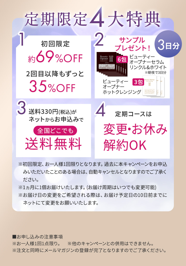 定期限定4大特典