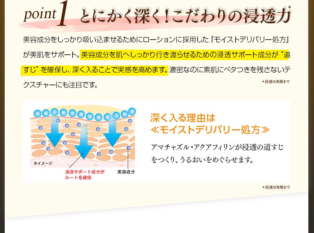 POINT1　とにかく深く！こだわりの浸透力