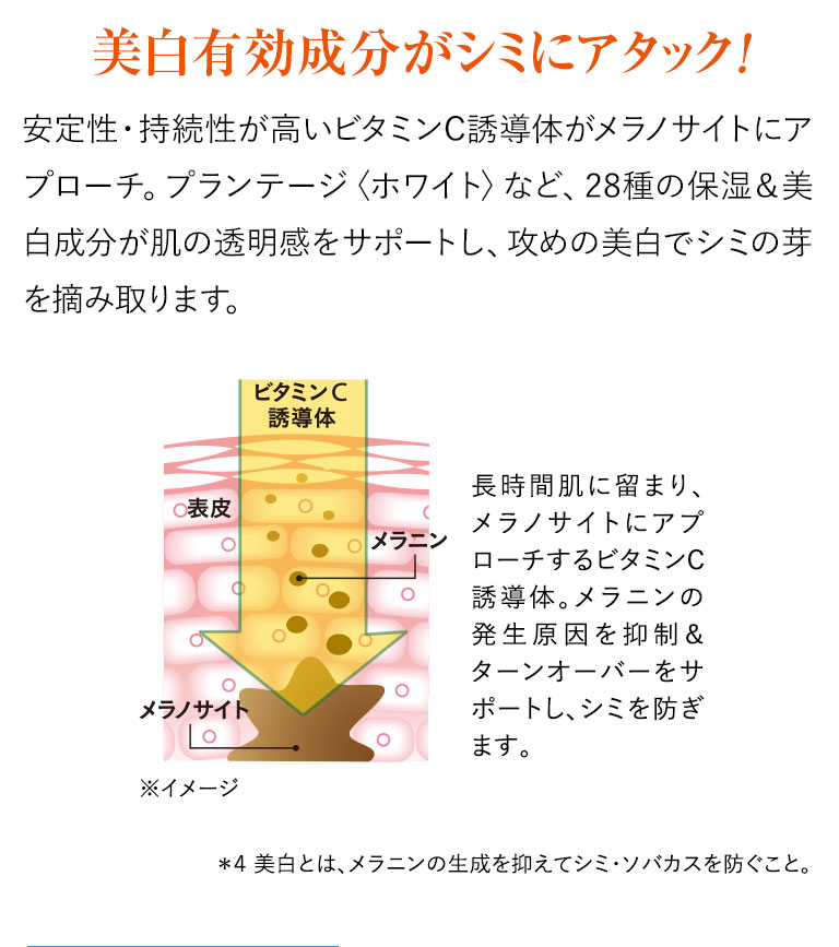 美白有効成分がシミにアタック！