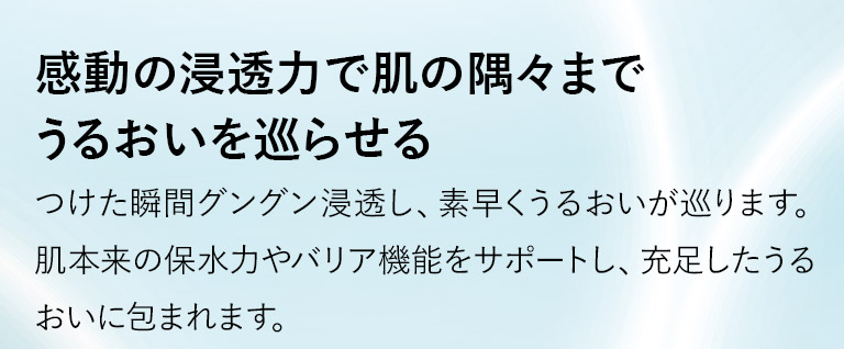 感動の浸透力で肌の隅々までうるおいを巡らせる