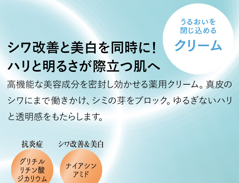 シワ改善と美白を同時に！ ハリと明るさが際立つ肌へ