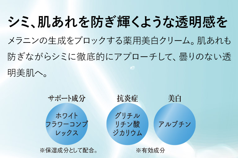シミ、肌あれを防ぎ輝くような透明感を