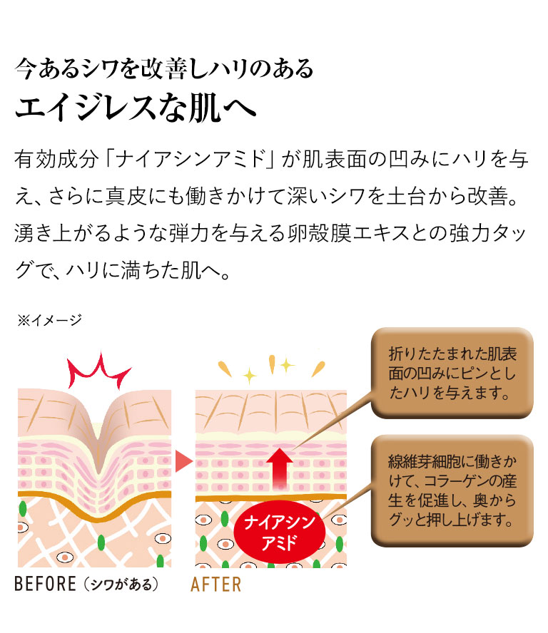 今あるシワを改善しハリのあるエイジレスな肌へ