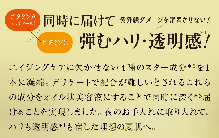 ビタミンＡ×ビタミンＣ　同時に届けて弾むハリ・透明感!