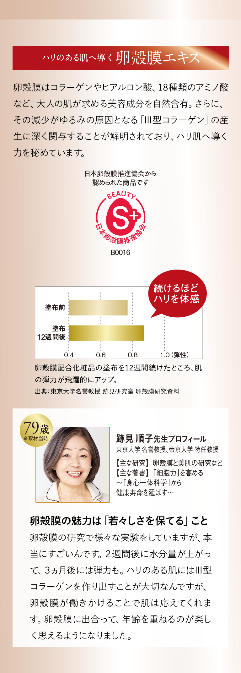 ハリのある肌へ導く卵殻膜エキス