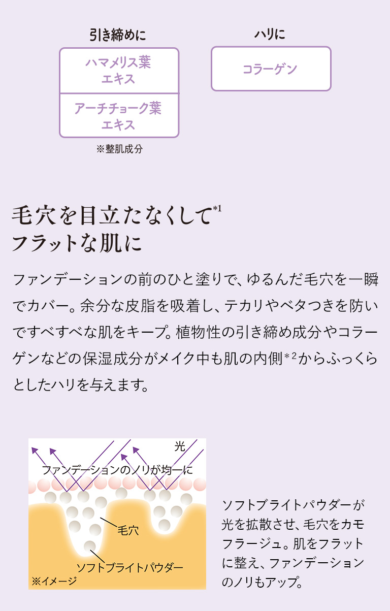 毛穴を目立たなくしてフラットな肌に