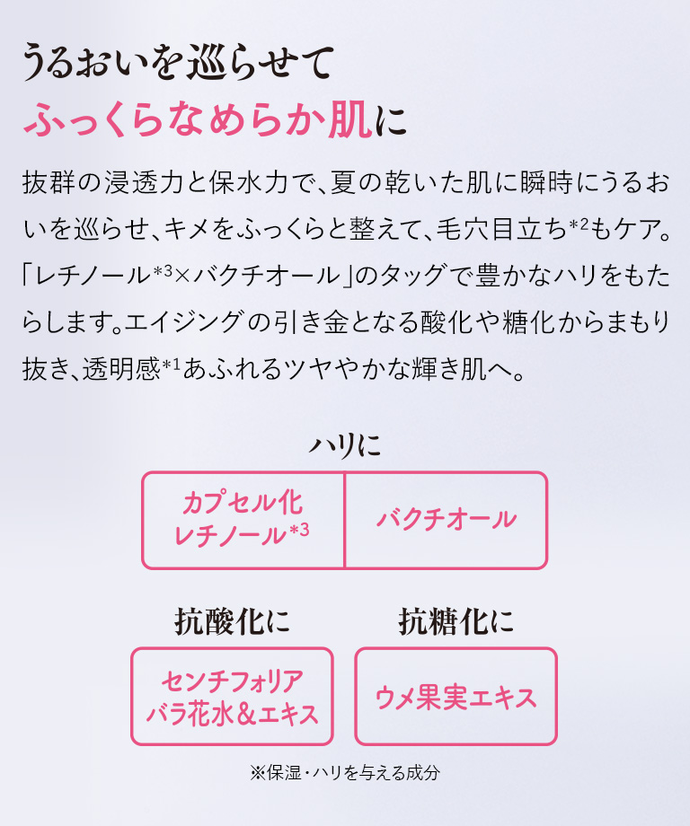 うるおいを巡らせてふっくらなめらか肌に