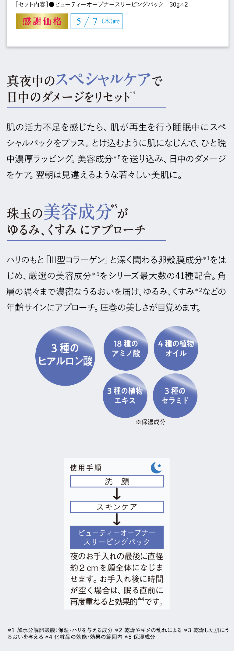 真夜中のスペシャルケアで日中のダメージをリセット